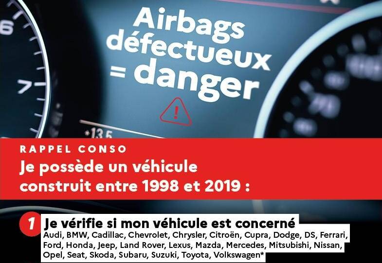 Immobilisation de 800.000 véhicules équipés d'airbags Takata défectueux: la liste des voitures rappelées et ce que vous devez faire si vous êtes concernés