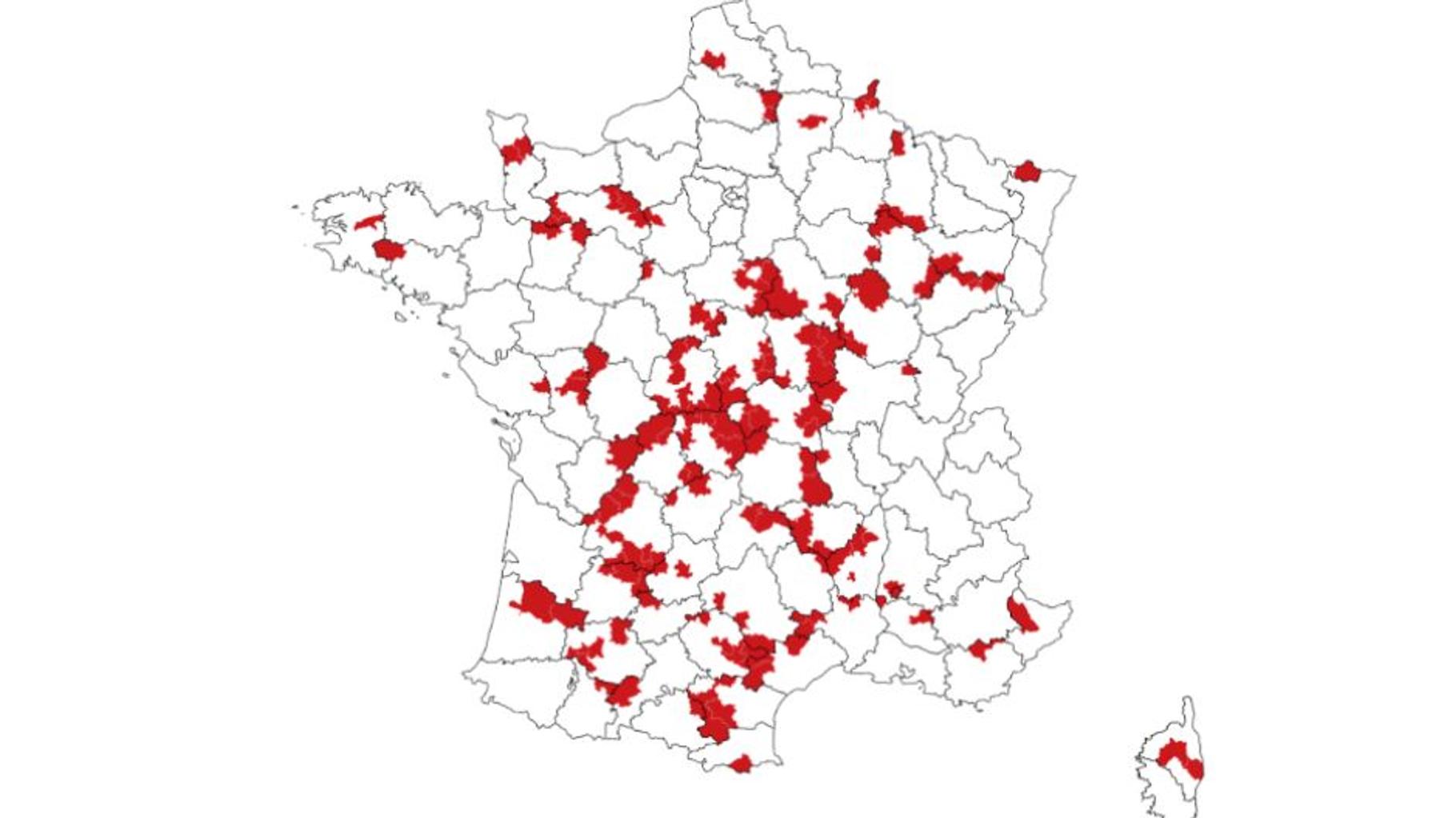 voici la carte des zones où des généralistes vont venir en renfort