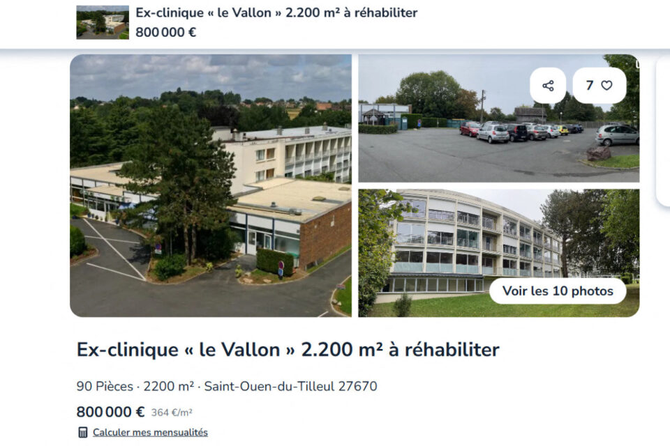 clinique Le vallon mise en vente