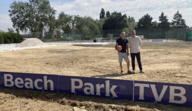 trois terrains de beach-volley aménagés à la Vallée du Cher