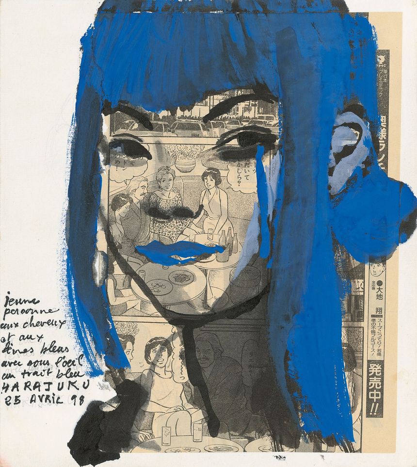 Harajuku, 1998, Japon. Gouache sur manga. Illustration extraite de l’album ‘Carnets de voyage, 1998’ publié aux éditions Gallimard.