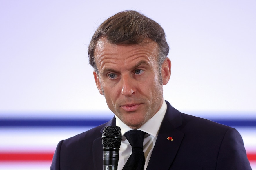 Le président français Emmanuel Macron lors de l'inauguration d'un centre de services publics Maison France Services à Wallers, dans le nord de la France, le 3 juin 2025
