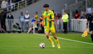 Louis LEROUX of FC Nantes during the Ligue 1 McDonald's match between Nantes and Montpellier on May 17, 2025 at Stade de la Beaujoire in Nantes, France. (Photo by Eddy Lemaistre/Icon Sport) - Photo by Icon Sport