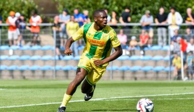 Diockou Malang Gomes (Nantes) during the friendly match between Nantes and Lorient on August 7, 2024 in Saint-Avit-Saint-Nazaire, France. (Photo by Philippe Le Brech/Icon Sport) - Photo by Icon Sport l Ligue 2
