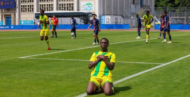 photo  dabo a inscrit son 17e but de la saison. mais ça n’a pas suffi aux canaris pour décrocher un nouveau sacre, le psg est champion de france u19.  ©  sébastien ricou / maxppp 