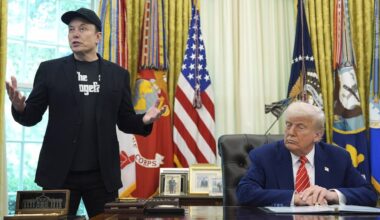 Le patron de Tesla, Elon Musk, et le président des États-Unis, Donald Trump. © Evan Vucci/AP/SIPA