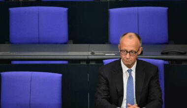 Friedrich Merz au Bundestag (chambre basse du Parlement) à Berlin, le 6 mai 2025