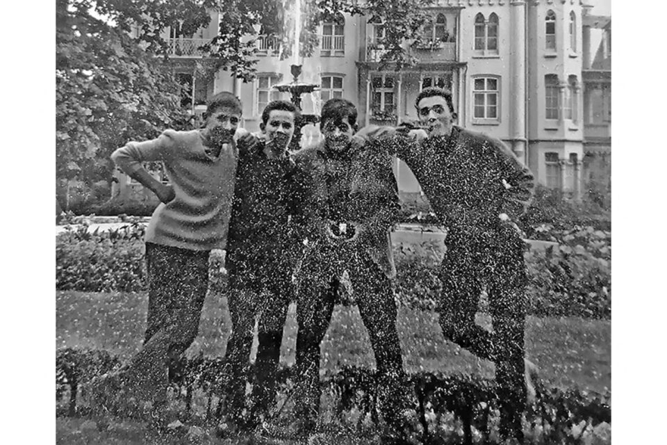 Erick Leconte et trois de ses amis cherbourgeois en Allemagne : Lemoine, Latrouitte et Pawlowski.