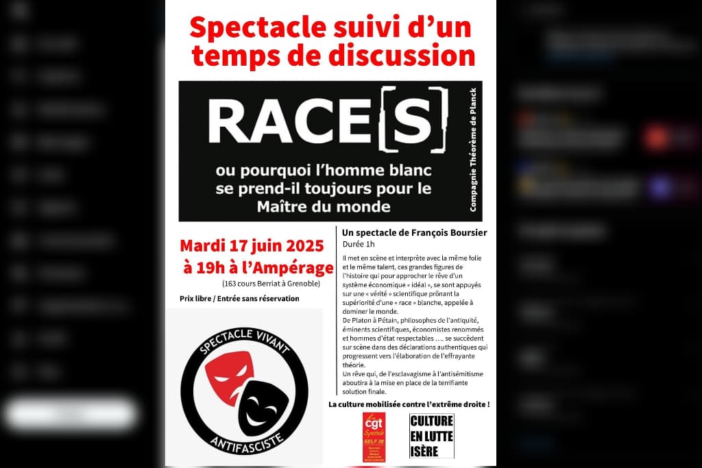 L'affiche de la pièce de théâtre « RACE[S] ». © Capture d'écran X, Marine Chiaberto