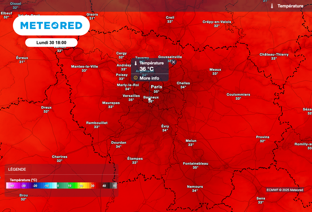 Plus de 35 degrés en Île-de-France lundi.