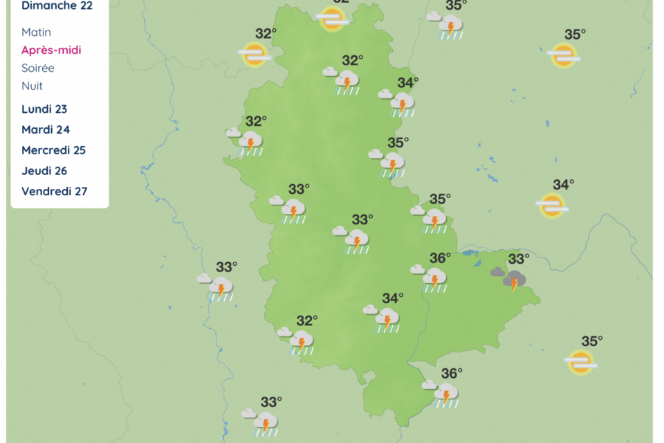 Des orages possiblement violents sont annoncés sur le Rhône dimanche.