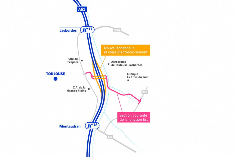 Le projet de Jonction Est comporte la création d’un diffuseur entre les échangeurs de Quint-Fonsegrives et de Labège. 