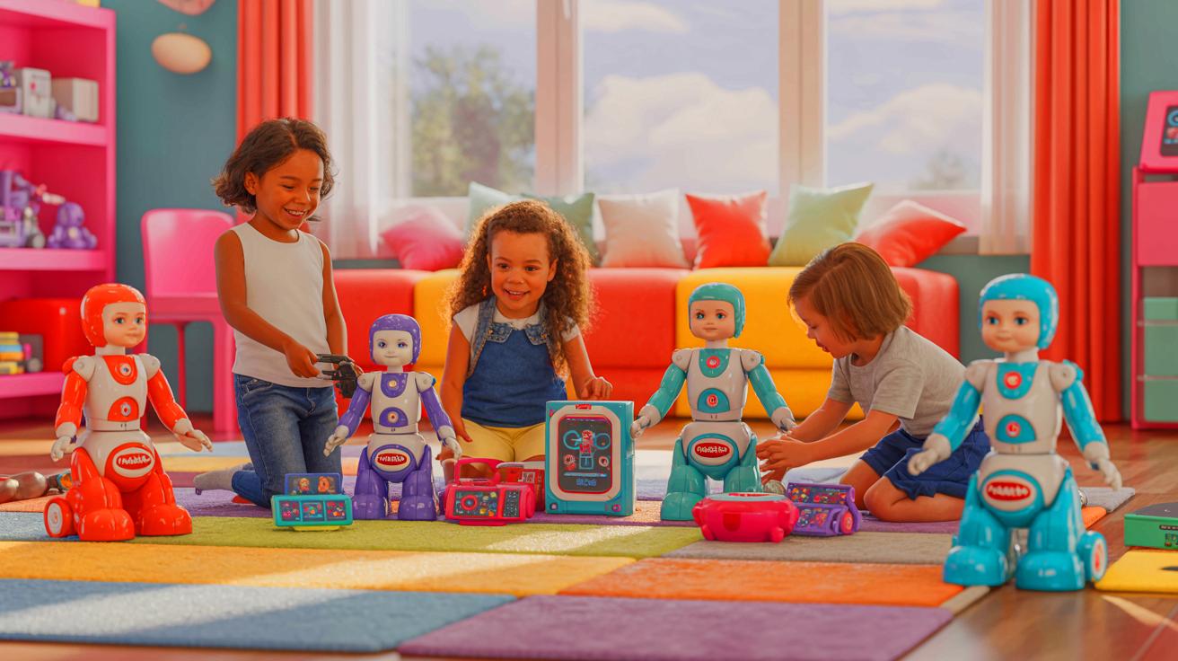 Illustration de l'alliance entre Mattel et OpenAI pour des jouets innovants propulsés par l'intelligence artificielle. Image réalisée par IA.