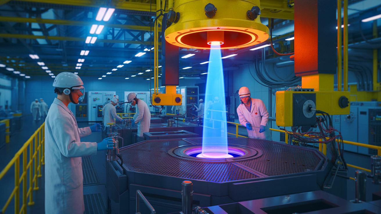 Illustration de la production de nickel à partir de plasma d'hydrogène dans un four à arc. Image réalisée par IA.