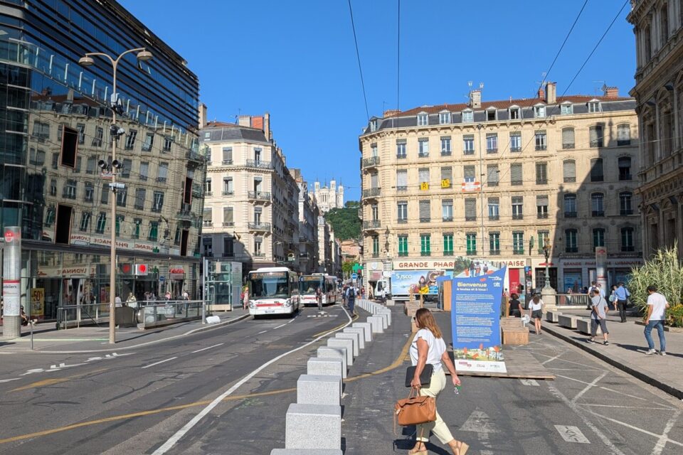 La place des Cordeliers aménagée de manière provisoire.