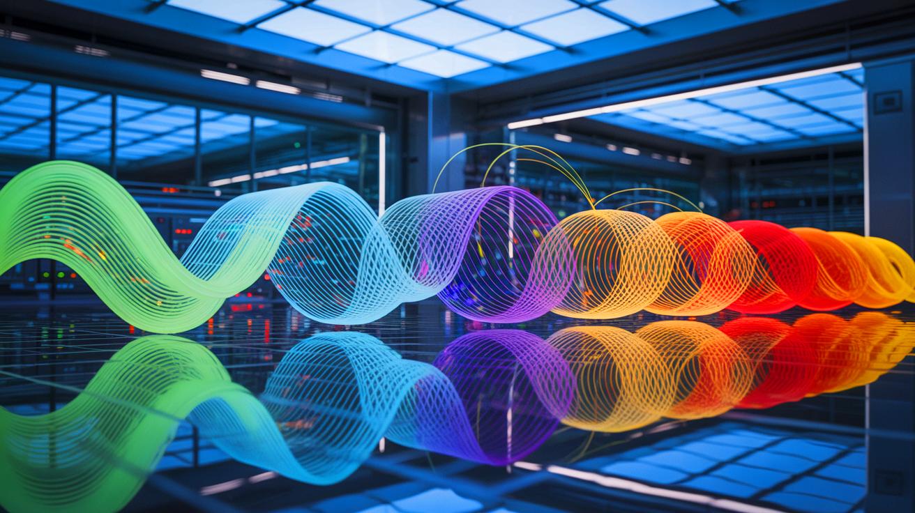 Illustration de la réflexion temporelle des ondes électromagnétiques. Image réalisée par IA.