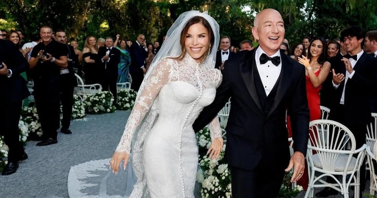 Lauren Sánchez épouse Jeff Bezos dans une robe de mariée en dentelle Dolce & Gabbana