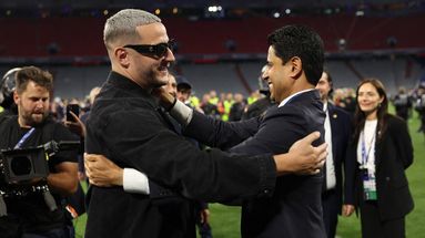 DJ Snake et Nasser al-Khelaifi à Munich, le 31 mai 2025 après la victoire du PSG