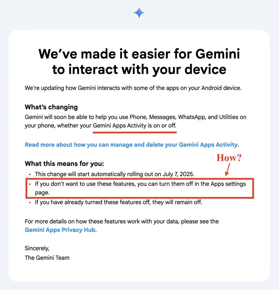 Email Gemini Activites Applications