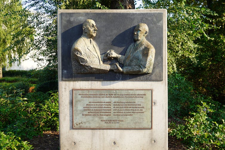 Monument représentant Konrad Adenauer et Charles de Gaulle (Berlin, 2024)