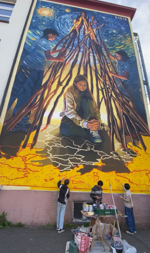 Fresque Apaiz street art collège vauban europe (1)