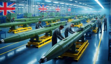 Illustration de l'investissement du Royaume-Uni dans la production de 7 000 armes à longue portée. Image réalisée par IA.