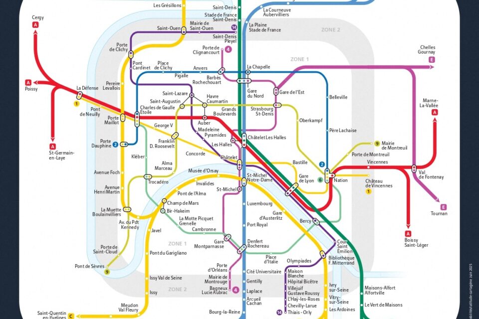 Le plan des métros et RER ouverts toute la nuit samedi 21 juin 2025.