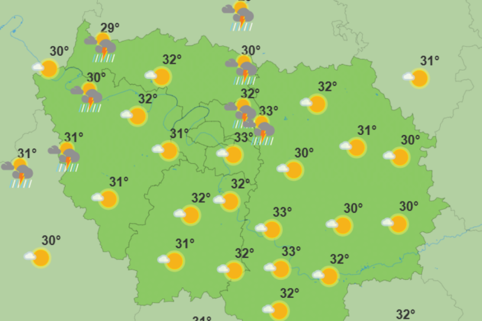 Chaleur et orages sont au programme vendredi prochain en Île-de-France