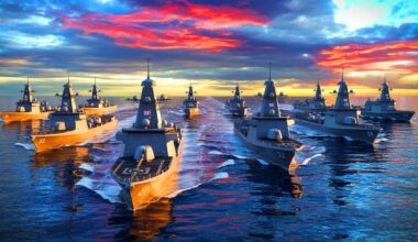 Illustration de l'expansion de la Royal Navy britannique pour renforcer la préparation au combat. Image réalisée par IA.