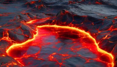 Illustration de la solidification du manteau terrestre primitif et formation d'un océan de magma basal. Image réalisée par IA.