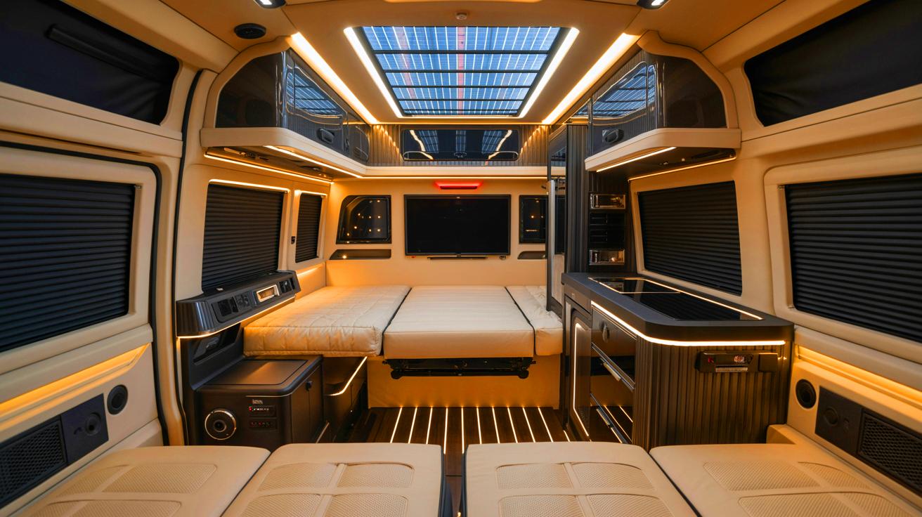 Illustration de l'intérieur luxueux du Brabus Big Boy 1200 avec ses équipements haut de gamme. Image réalisée par IA.