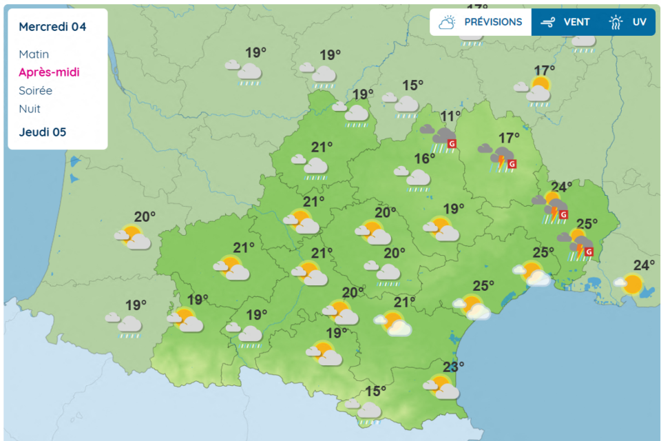 Voici les prévisions météo en Occitanie ce mercredi 4 juin 2025.