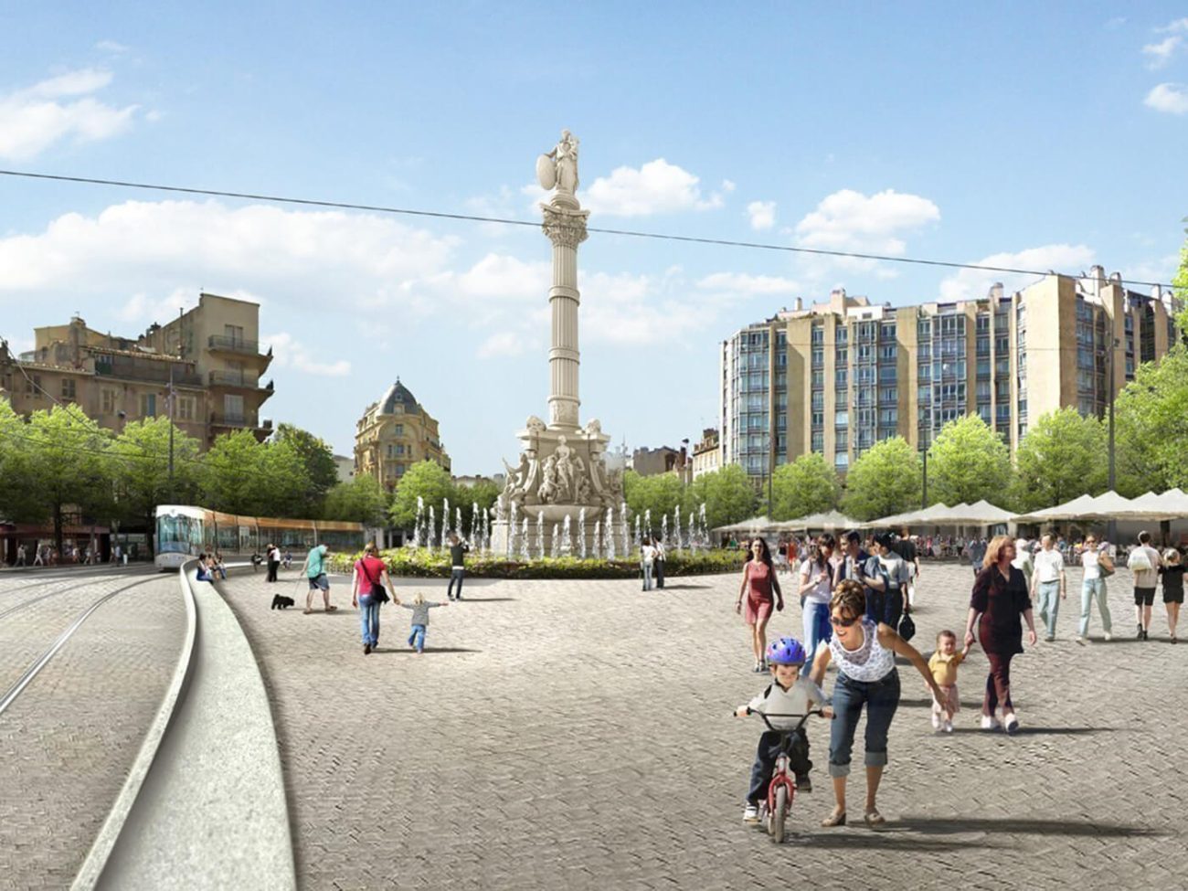 Vue 3D du projet de rénovation de la place Castellane de Marseille par Ora-ïto
