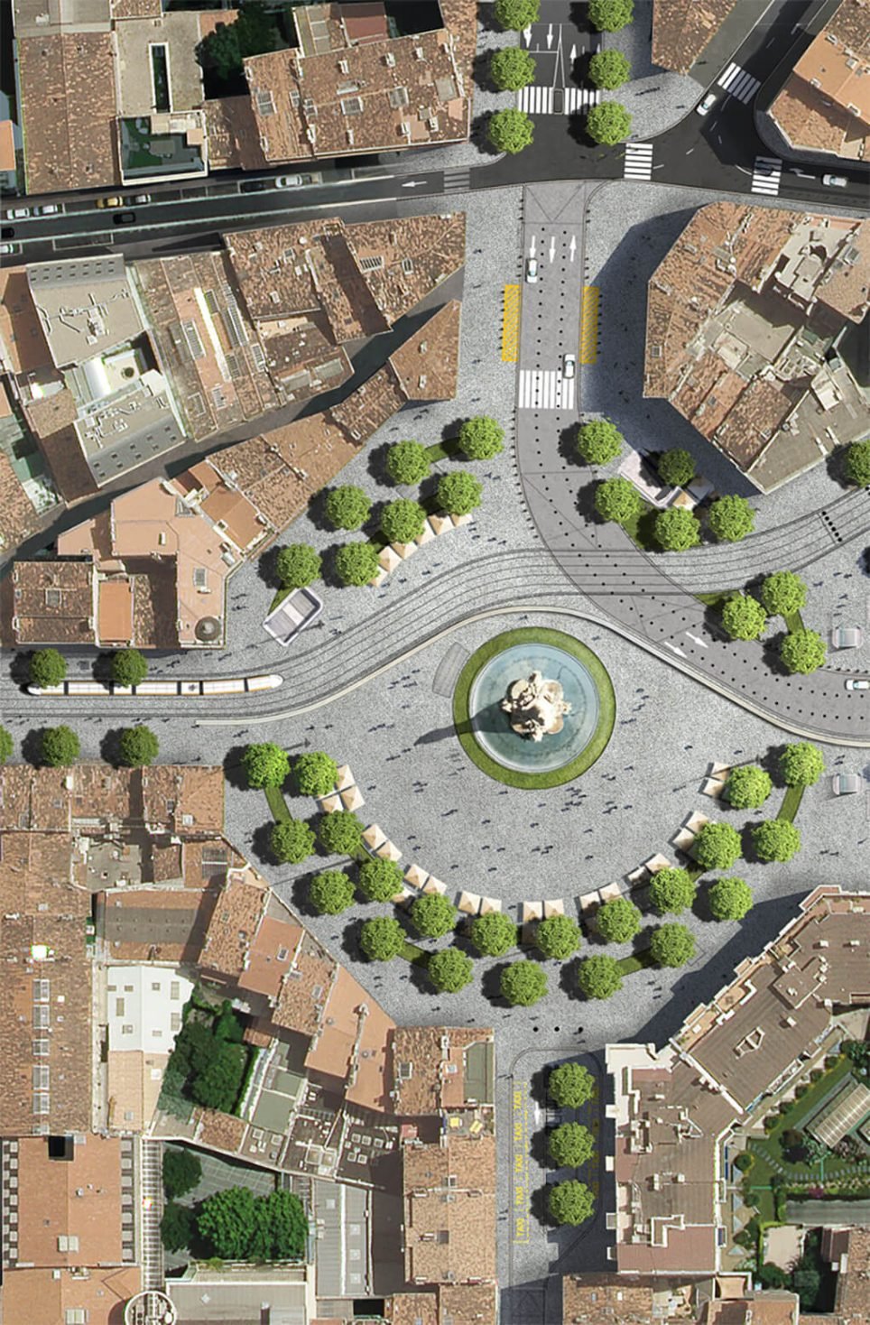 Vue 3D du projet de rénovation de la place Castellane de Marseille par Ora-ïto