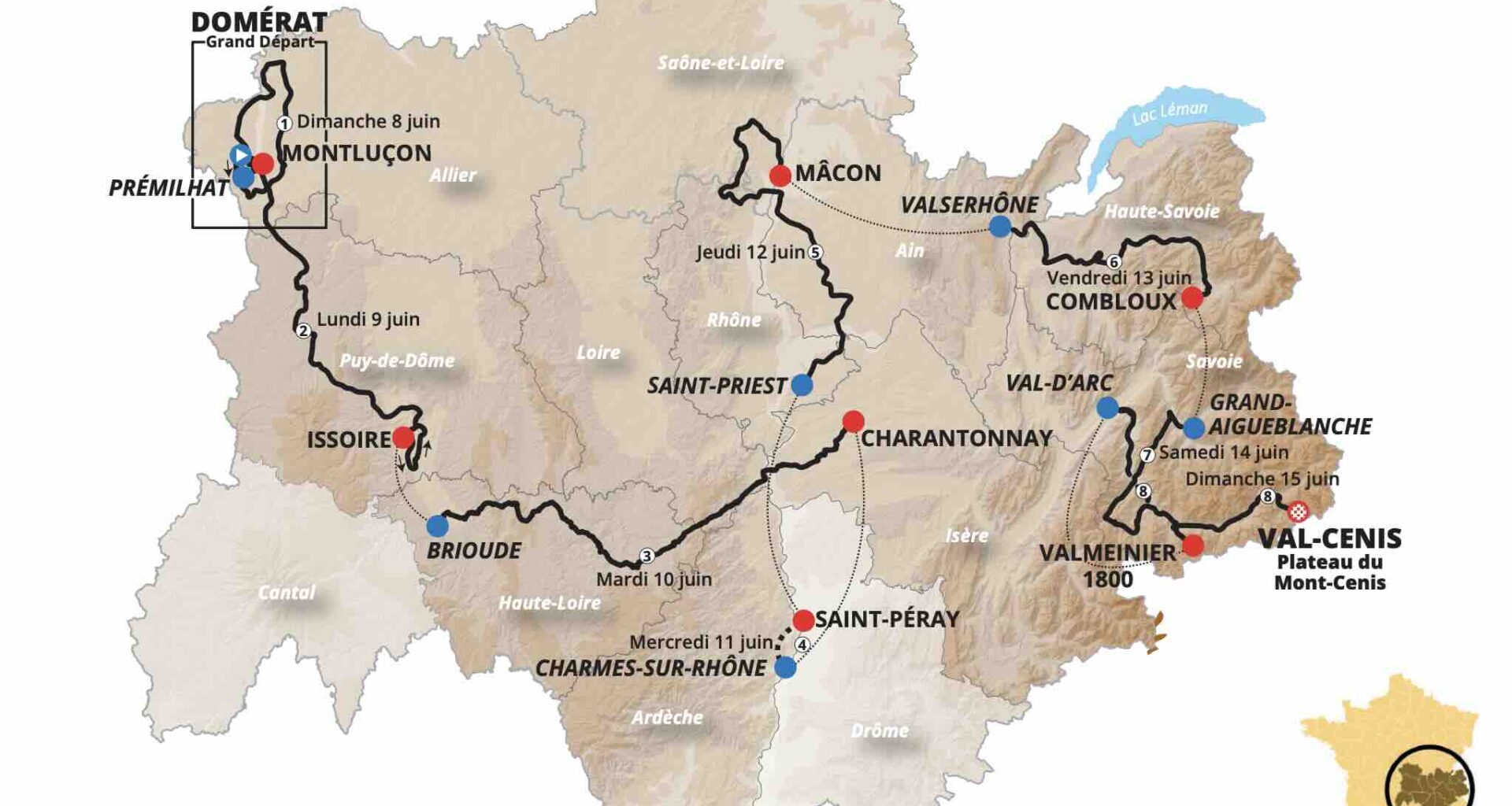 Parcours Critérium du Dauphiné 2025