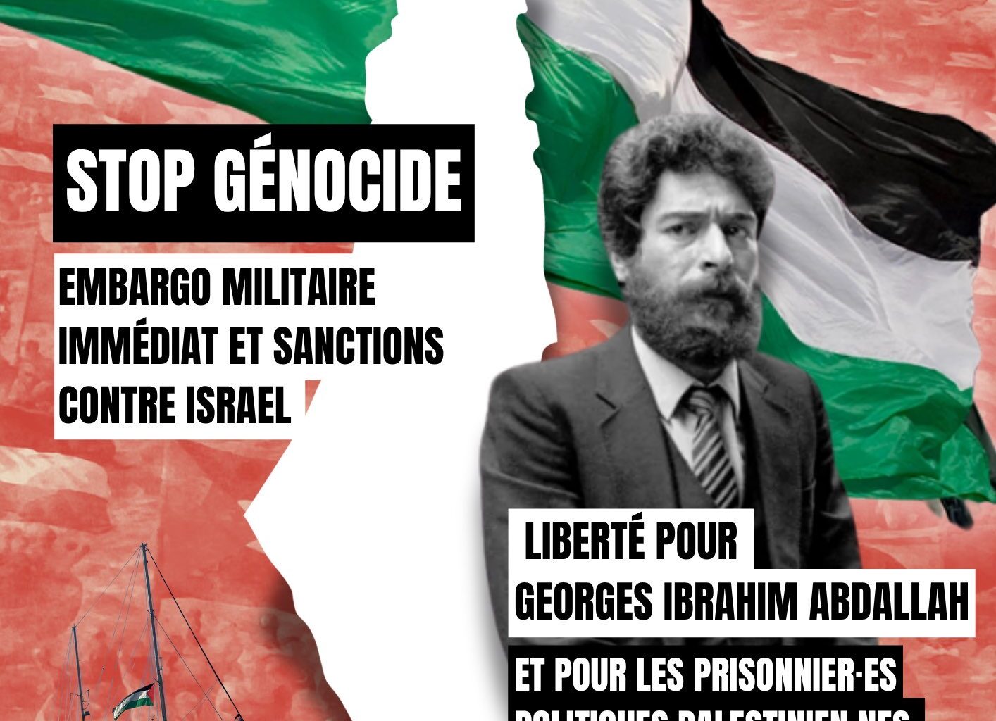 MANIFESTATION LIBERTE POUR GEORGES ABDALLAH / STOP GENOCIDE - PARIS SAMEDI 14 JUIN 14H REPUBLIQUE - International Solidarity Movement