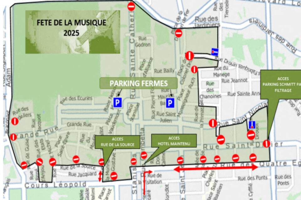 Le centre-ville de Nancy sera fermé à la circulation dès 19h ce samedi 21 juin.