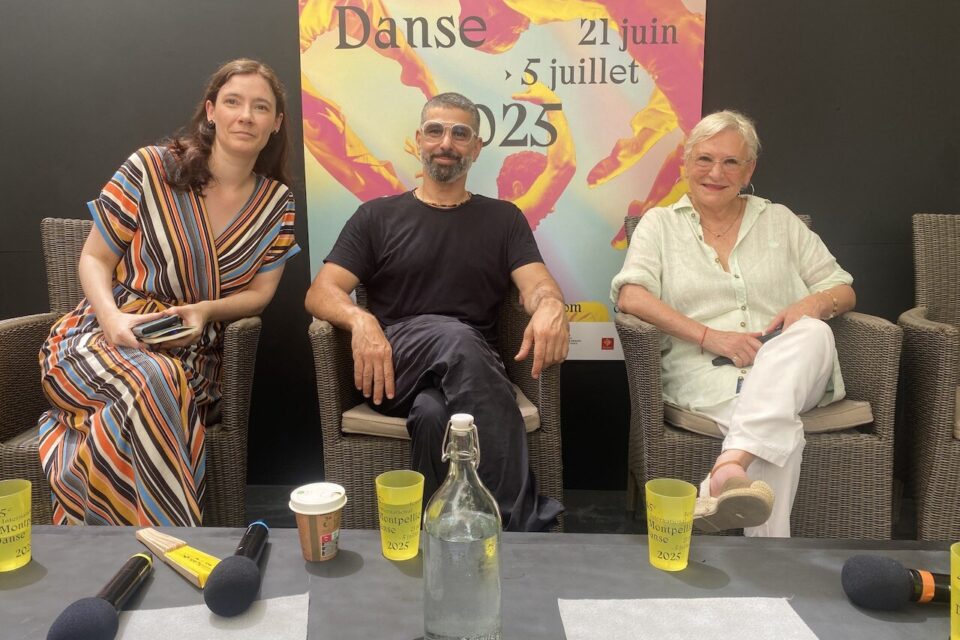 Bruno Guillore et Anne-Marie Porras (à droite) lors d'une rencontre avec la presse et le public sur 