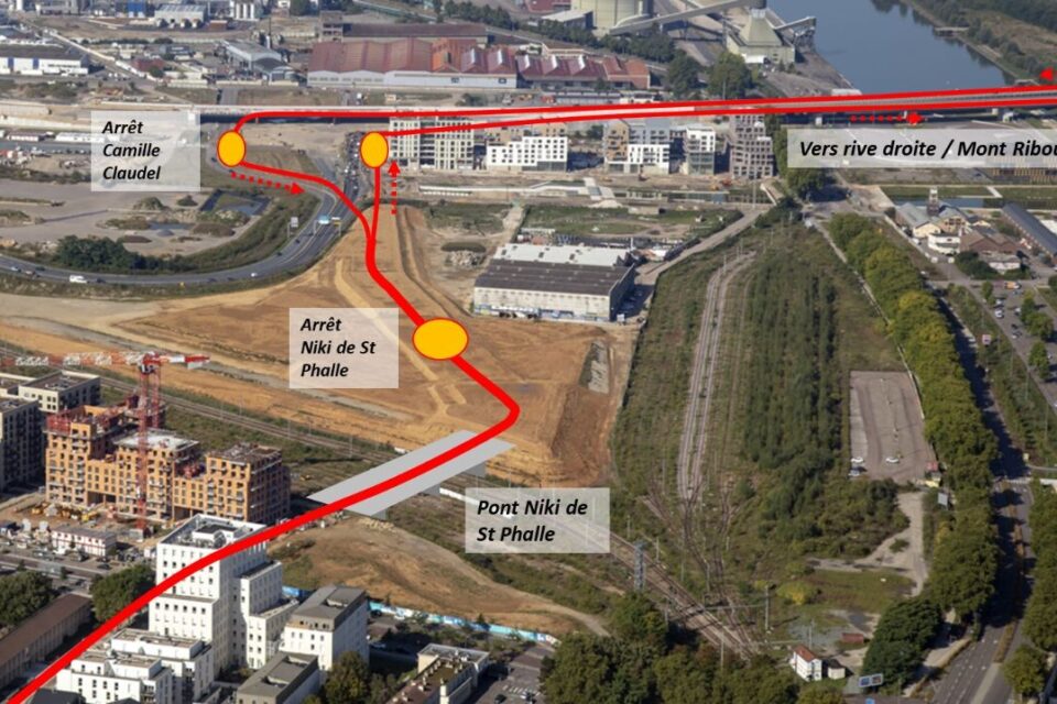 Voici le plan du futur pont et l'itinéraire que pourront emprunter les bus de la future ligne T5.