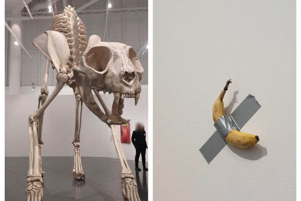 Les œuvres de Maurizio Cattelan exposées au Centre Pompidou-Metz.
