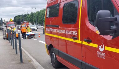 une cycliste fait une chute à vélo rue de Châteaugiron, les pompiers sur place