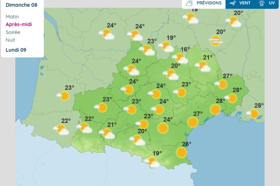 Voici les prévisions météo en Occitanie dimanche 8 juin 2025
