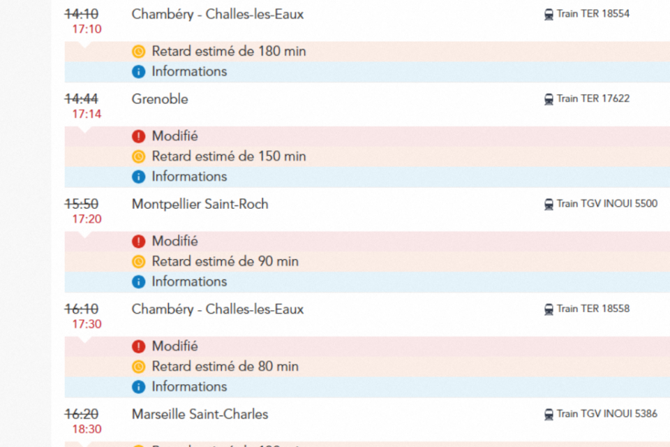 D'énormes retards sont à déplorer à la gare SNCF de Lyon Part-Dieu ce mardi 24 juin 2025.