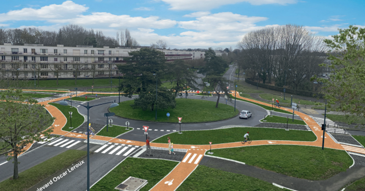 À Rennes, ce rond-point va être aménagé pour créer une piste cyclable et réduire la vitesse des voitures