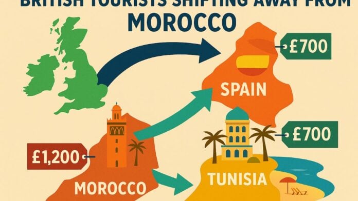 Illustration IA Tourisme britannique au Maghreb