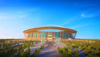 Illustration du Stade King Salman, futur emblème architectural et sportif de Riyad. Image réalisée par IA.