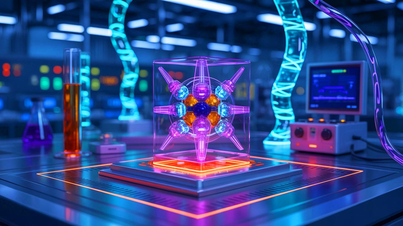 Illustration de la découverte d'un nouveau matériau quantique avec des propriétés électroniques uniques. Image réalisée par IA.