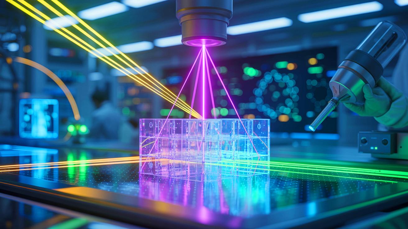 Illustration de la transformation de la lumière en matériau supersolide. Image réalisée par IA.