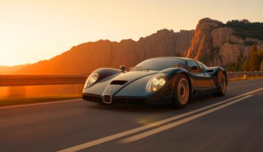 Illustration de la supercar Covini C6W avec son design à six roues.