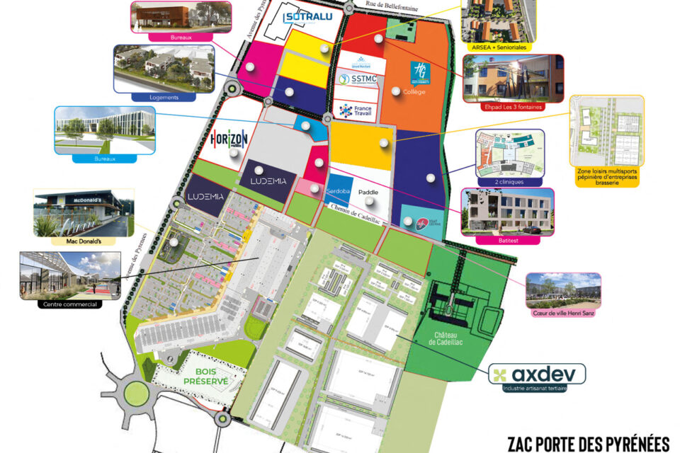 Voici le plan d'aménagement de la ZAC Portes des Pyrénées